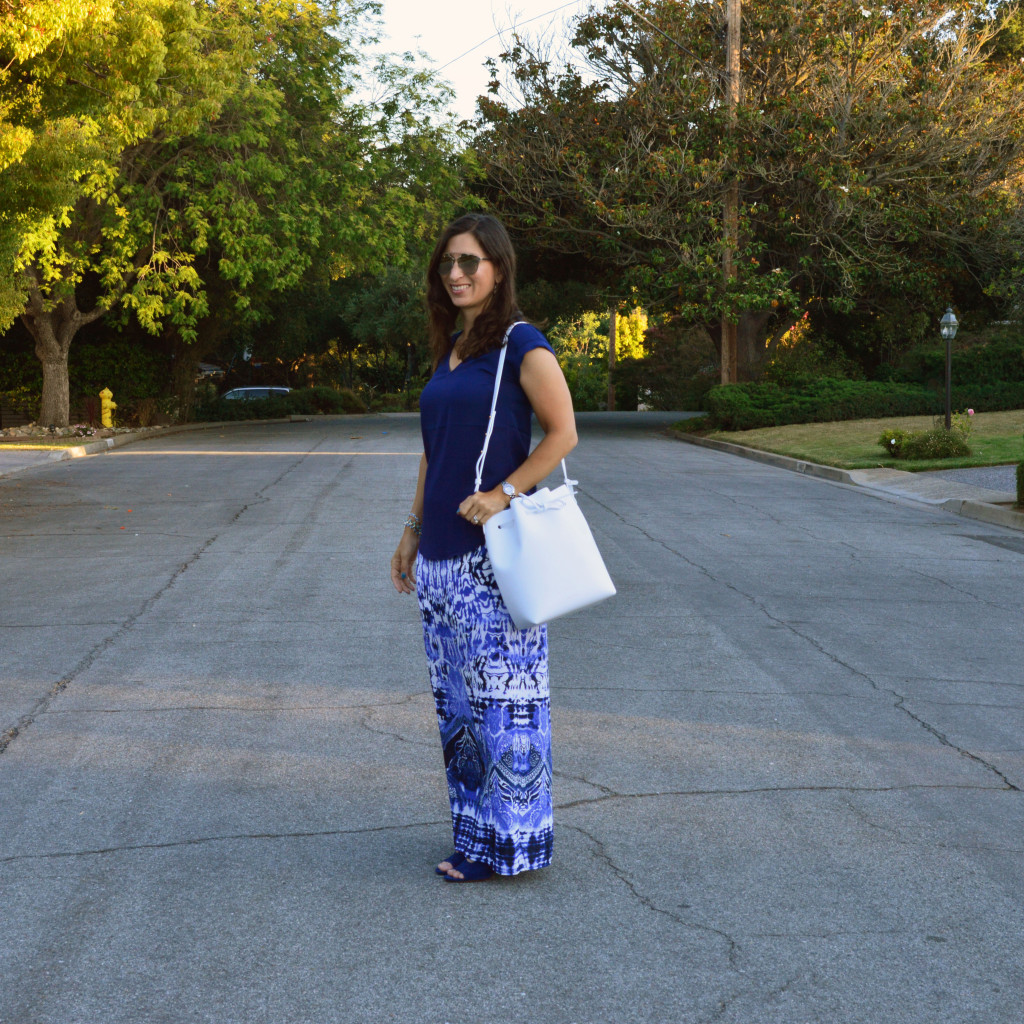 blue and white summer outfit