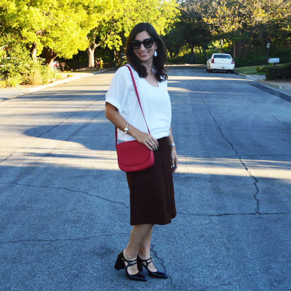 suede skirt outfit style blogger