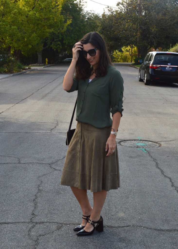 suede joie skirt for fall winter outfit idea