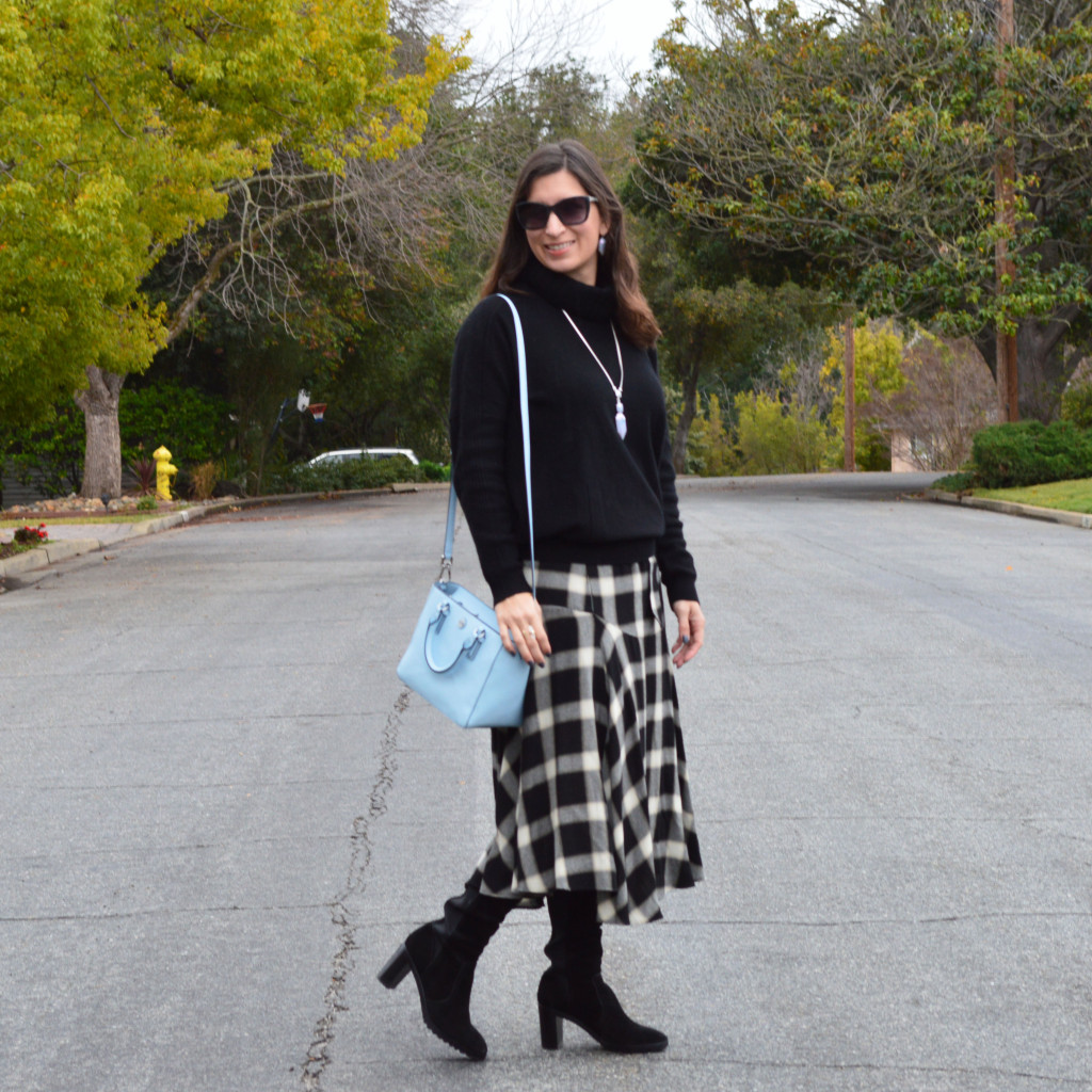 turtleneck sweater with a skirt outfit