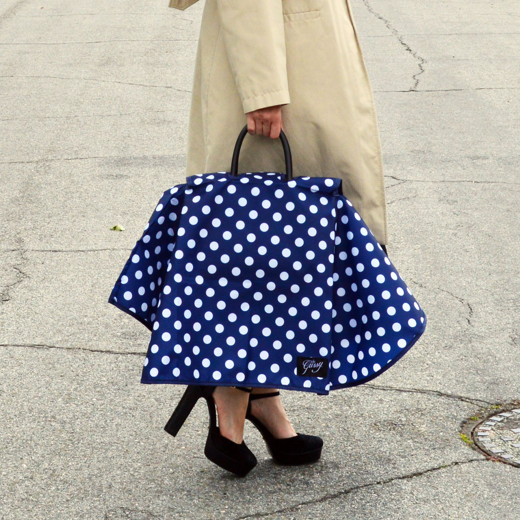 fashionable handbag raincoat