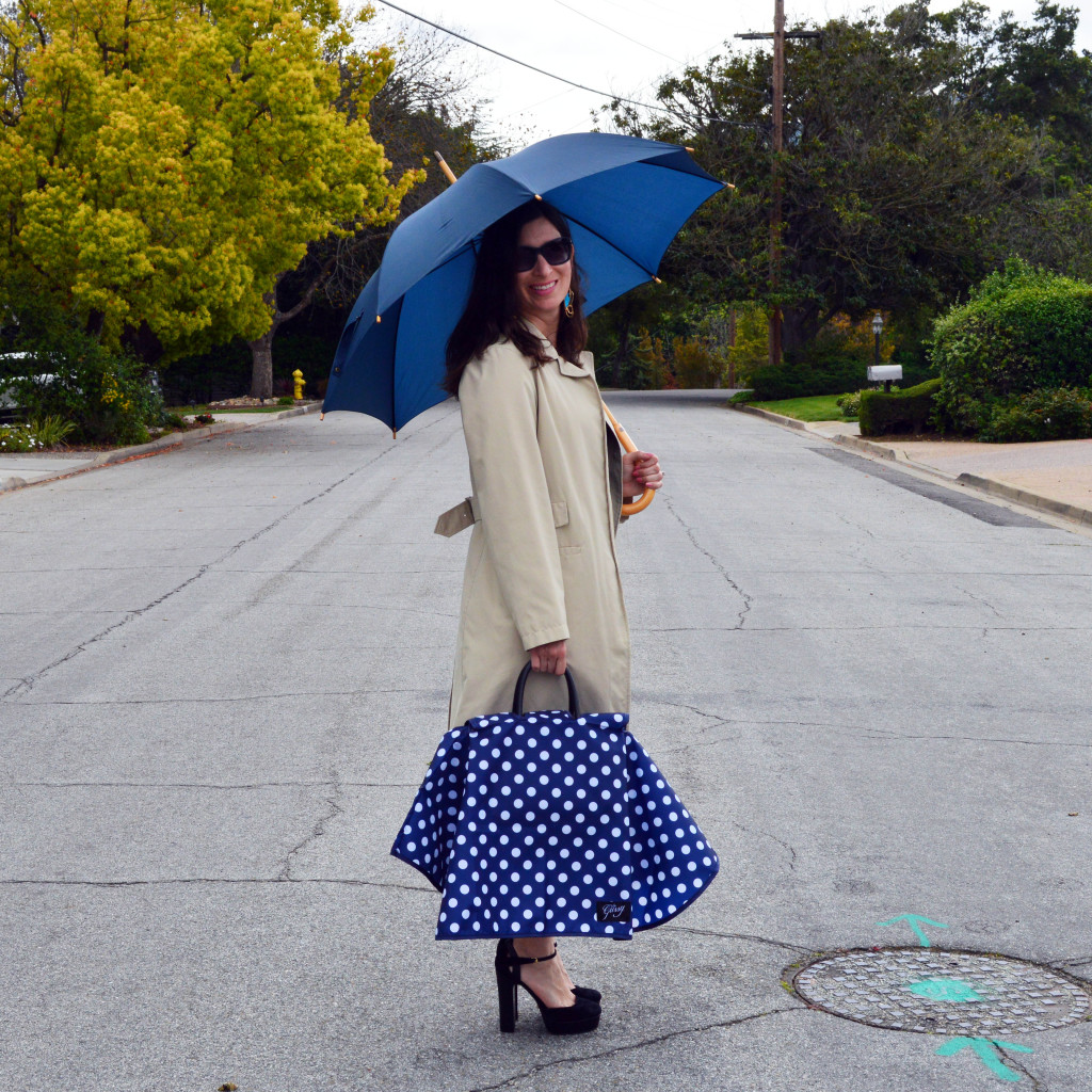 fashionable purse raincoat