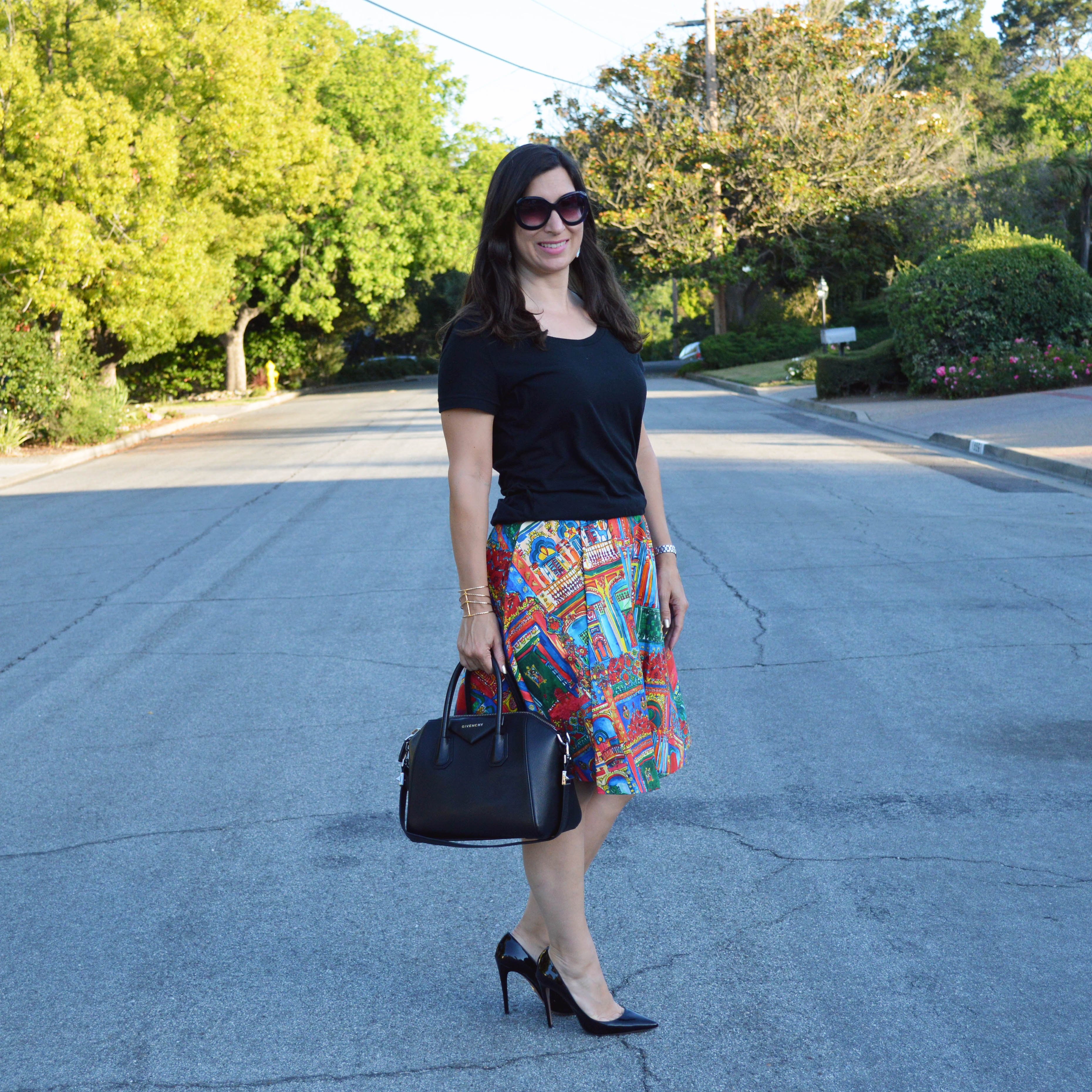 Printed skirt with a painted story – Bay Area Fashionista