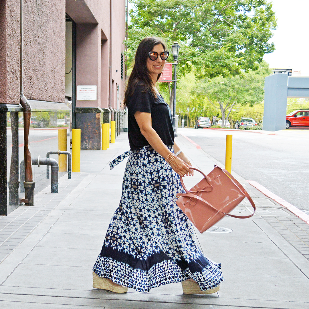 Blue Shirred Waist Floral Maxi Skirt – The Branch Boutique