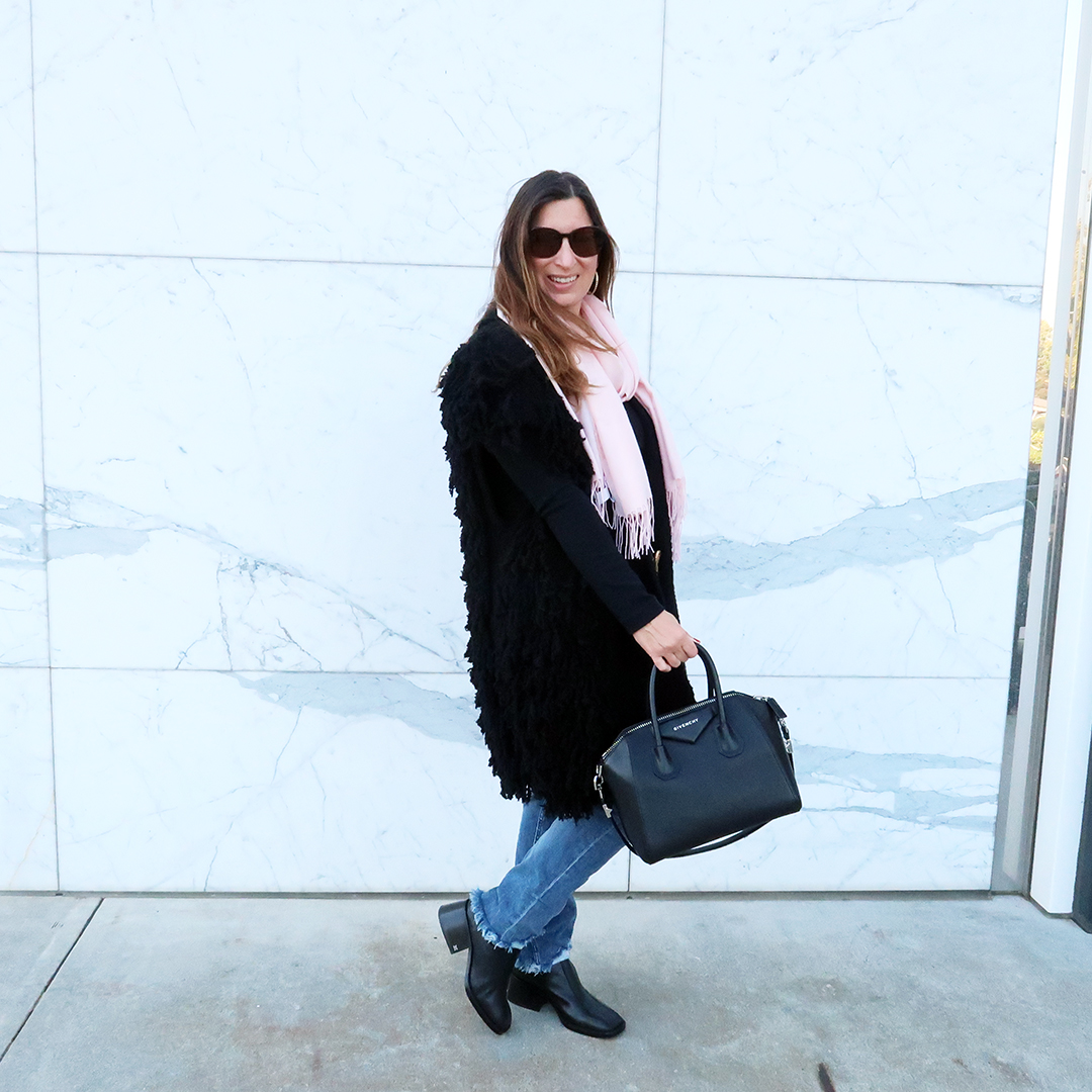 Fringe sweater vest and a pop of pink – Bay Area Fashionista