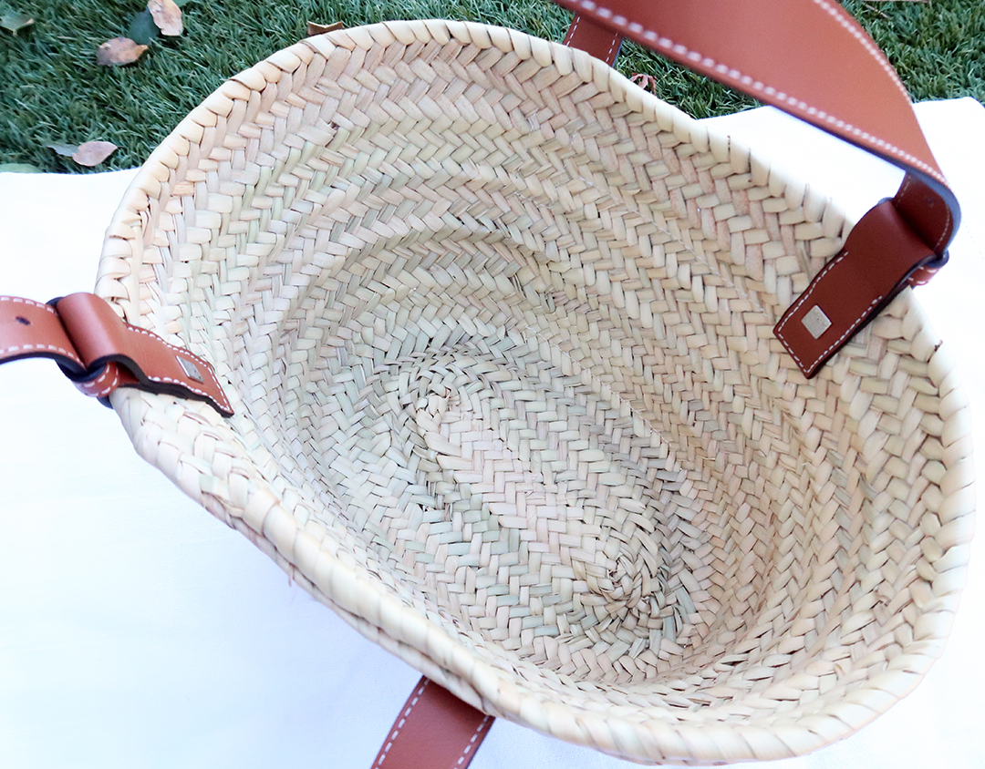 Medium Leather Trimmed Basket Tote in Beige - Loewe