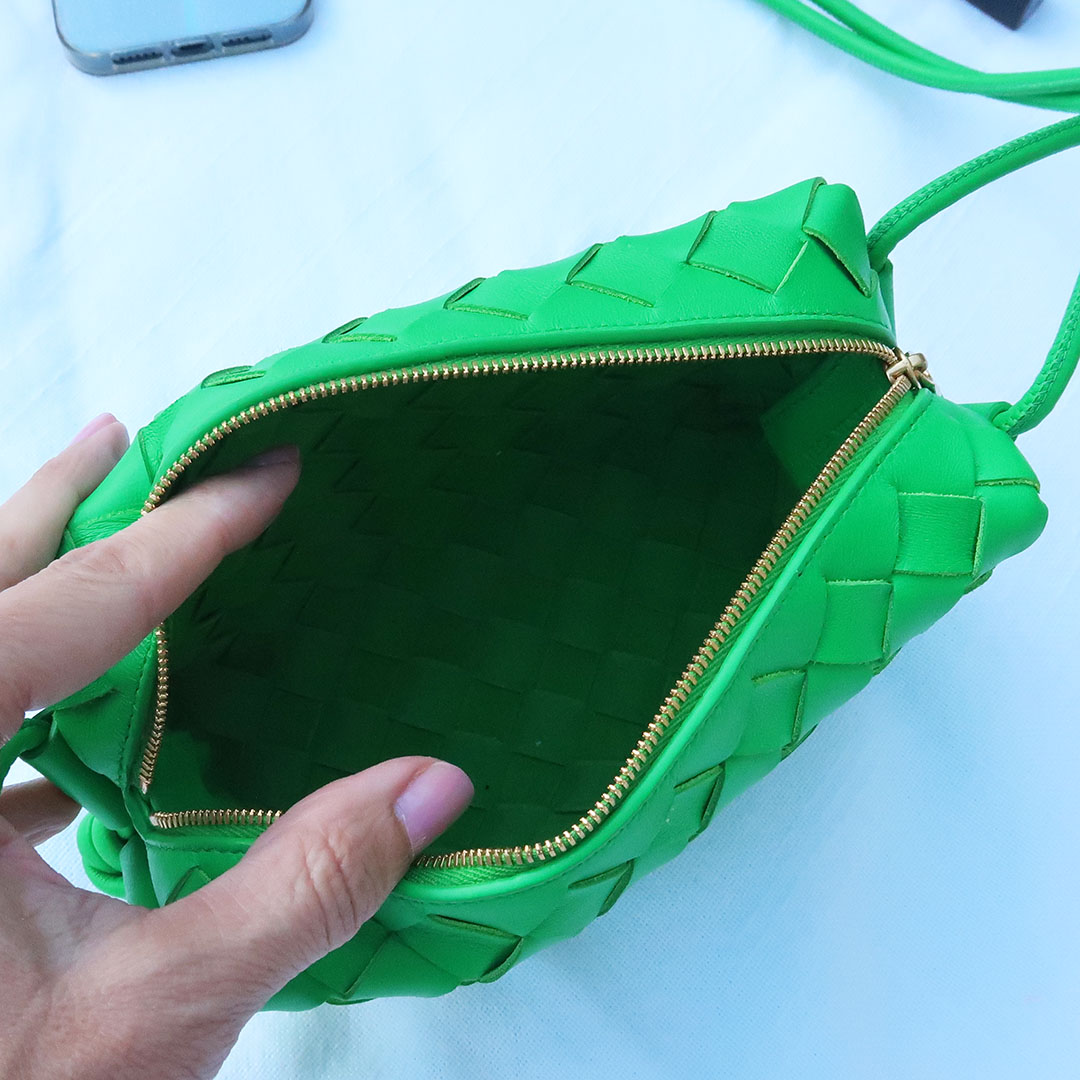 Bottega Veneta Loop Leather Cross Body Bag in Green